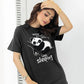Black Never Give Up Printed Night Suit