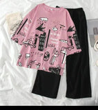 PLANET PRINTED PJ SUIT - PINK