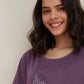 Purple Butterfly Printed Night Suit