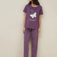 Purple Butterfly Printed Night Suit