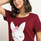 Maroon Stay Cute Printed Night Suit