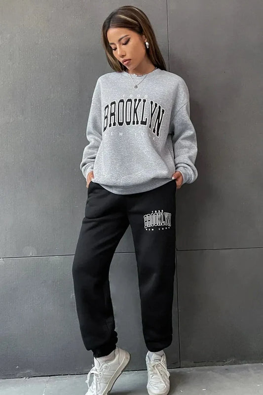 Grey BROOKLYN Printed 2 Pieces Co-Ord Sets For Women