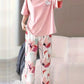 Pink but printed Night suit