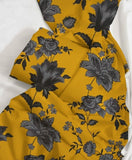 Mustard Gray Floral Boski Linen