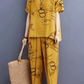 Yellow Ring Printed Capri Night Suit