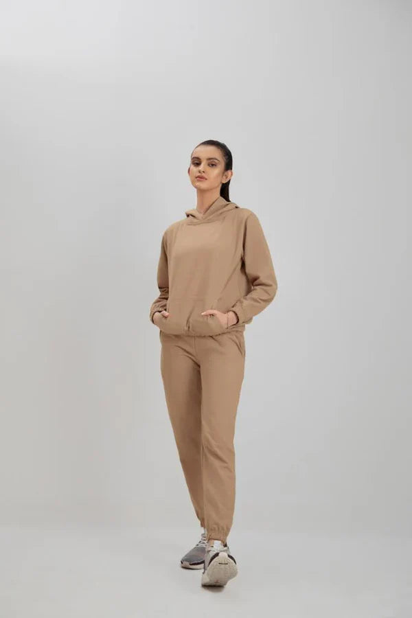 Cream Tracksuit with warm hoodie and pant