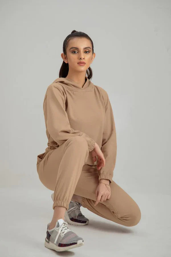 Cream Tracksuit with warm hoodie and pant