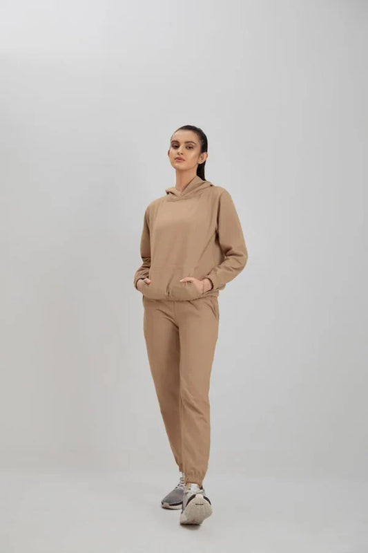 Cream Tracksuit with warm hoodie and pant