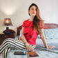 Red Let Me sleep Printed Night Suit