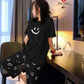 Black Smile Printed Night Suit