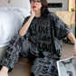 Dark Gray Love Printed Night Suit