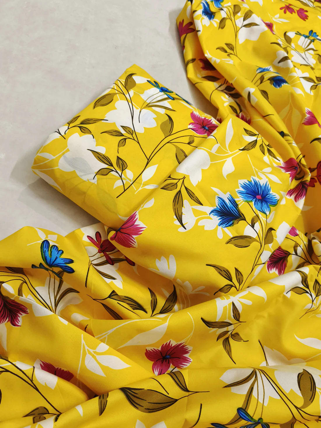 MICRO POLO COTTON- 2 PIECE-Yellow With Flowers