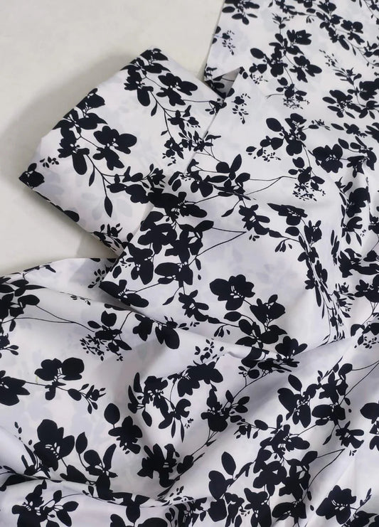 MICRO POLO COTTON- 2 PIECE-White and Black Print
