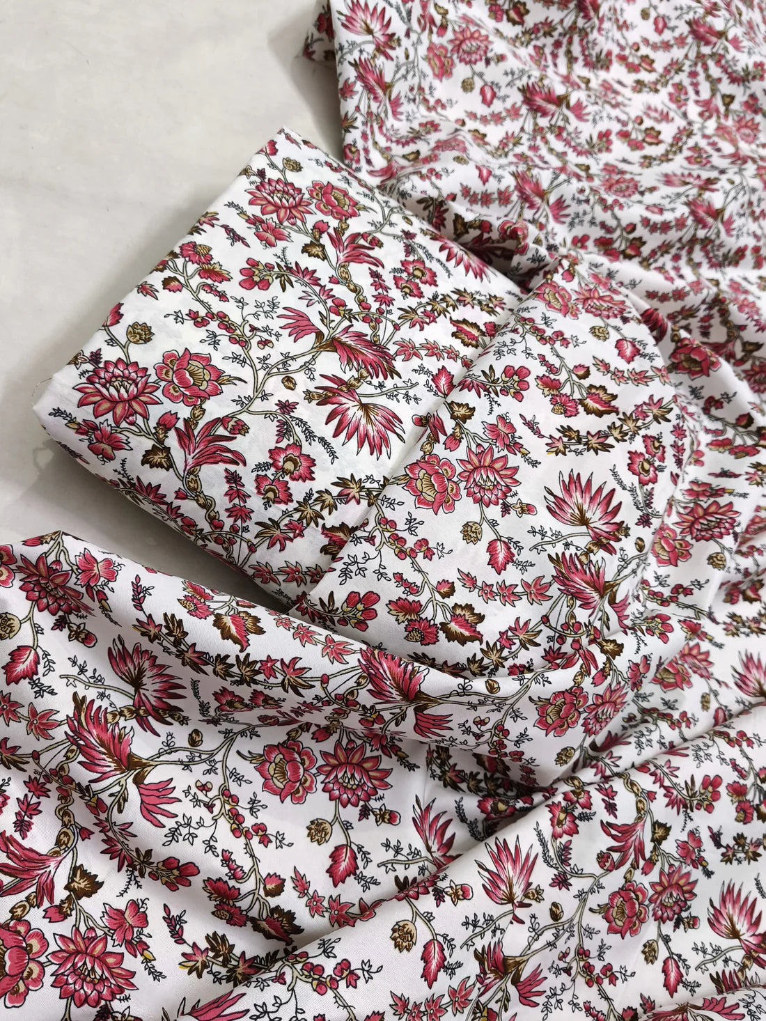 MICRO POLO COTTON- 2 PIECE-Red Flowers