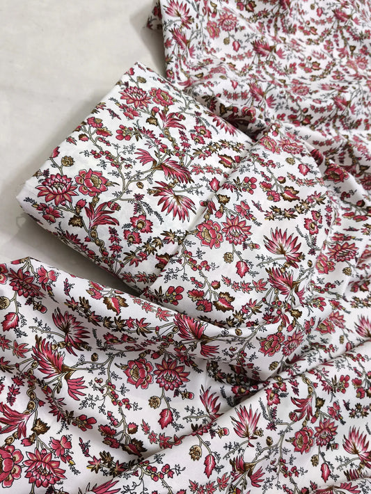 MICRO POLO COTTON- 2 PIECE-Red Flowers