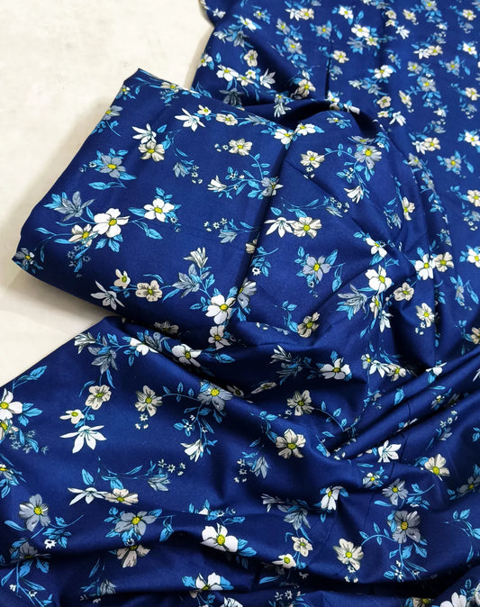 MICRO POLO COTTON- 2 PIECE-Blue With Flowers