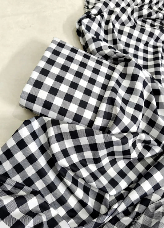 MICRO POLO COTTON- 2 PIECE-Black & White Check