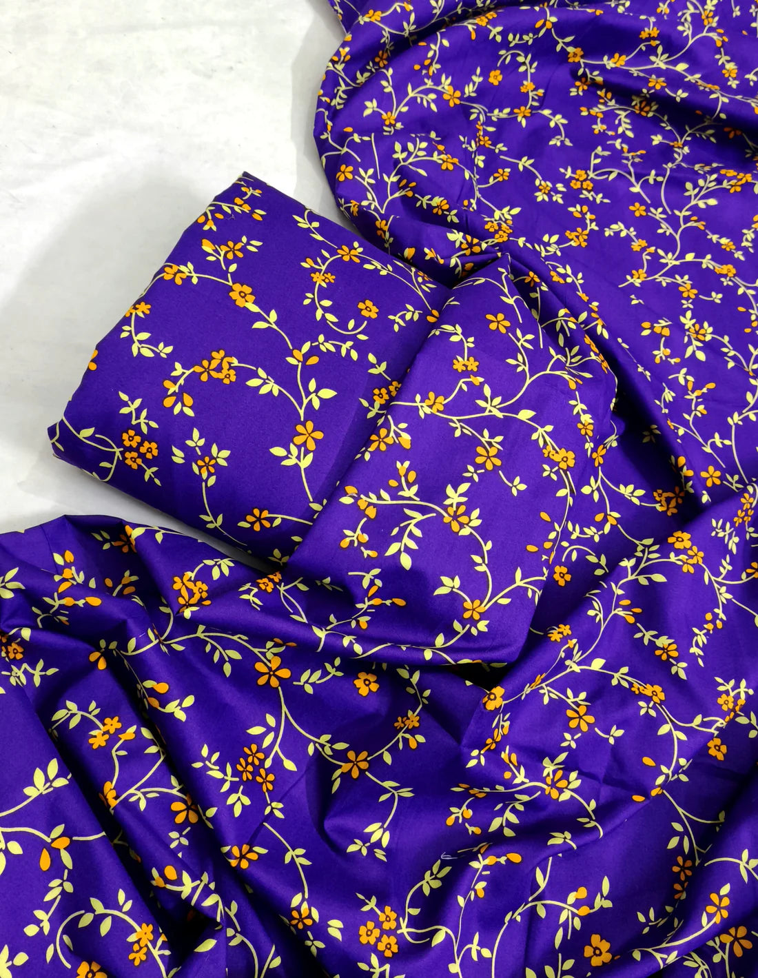 MICRO POLO COTTON- 2 PIECE-Blue With Small Flowers