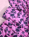 MICRO POLO COTTON- 2 PIECE-Pink With Black Flowers