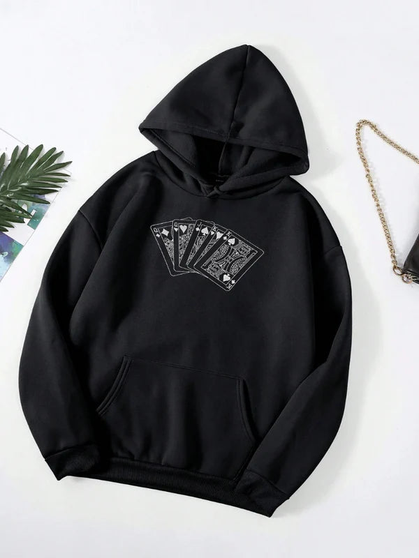 Black Cards Embroided Hoodie