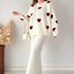 Off White Heart Printed 2 PC Co-Ord Set