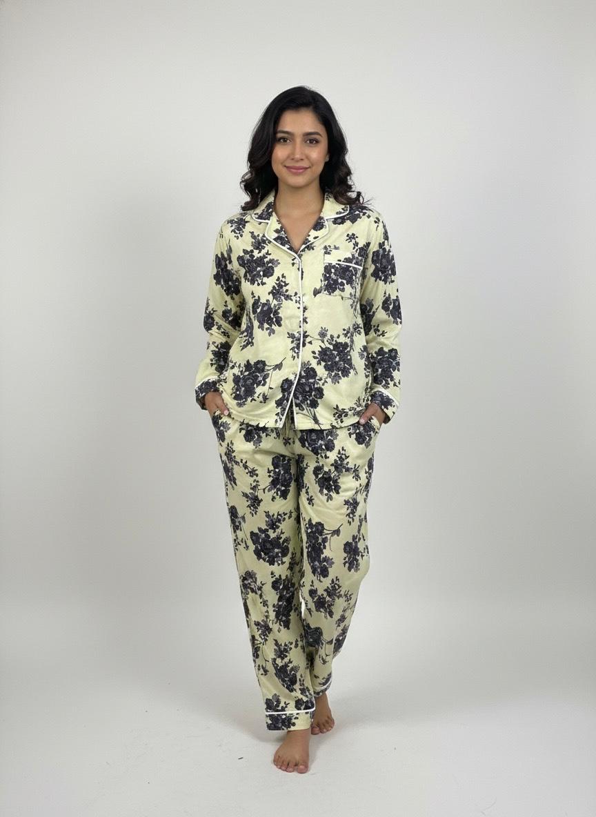 Black Flower Boski Linen