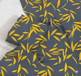 Grey Breeze Leaf Print Boski Linen