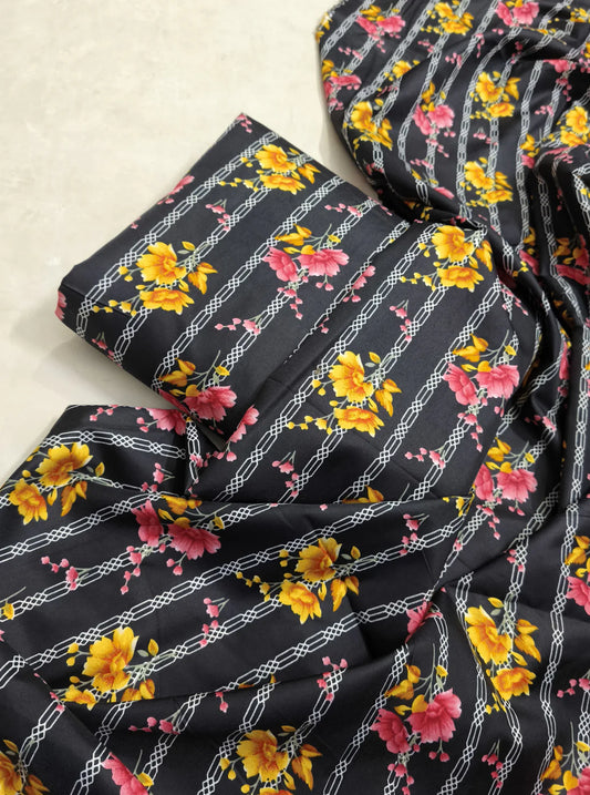 MICRO POLO COTTON- 2 PIECE-Black & Yellow