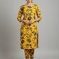 Mustard Gray Floral Boski Linen