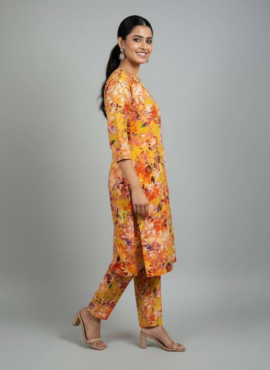 Orange Multi Print Boski Linen