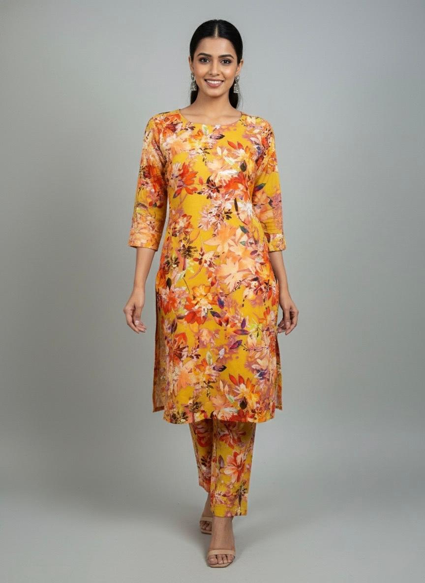 Orange Multi Print Boski Linen