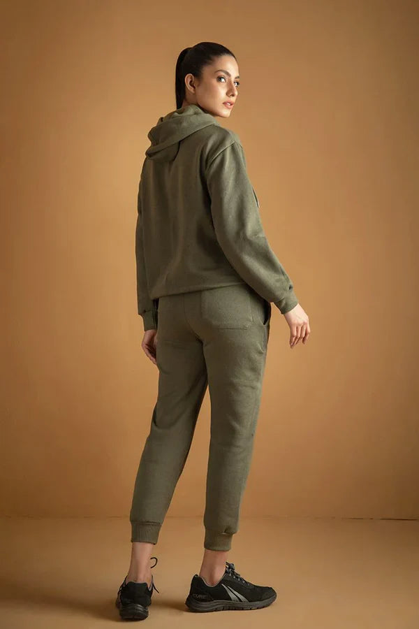 Olive Green Tracksuit with warm hoodie and pant