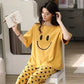 Yellow Smiley Printed Night Suit