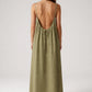 STUNNING BACKLESS MAXI DRESS - ARMY GREEN