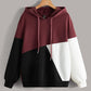 Maroon Black and White Cut and Sew Kangaroo Hoodie