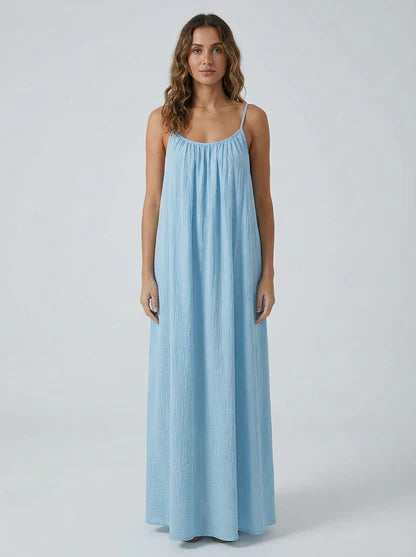 STUNNING BACKLESS MAXI DRESS - SKYBLUE