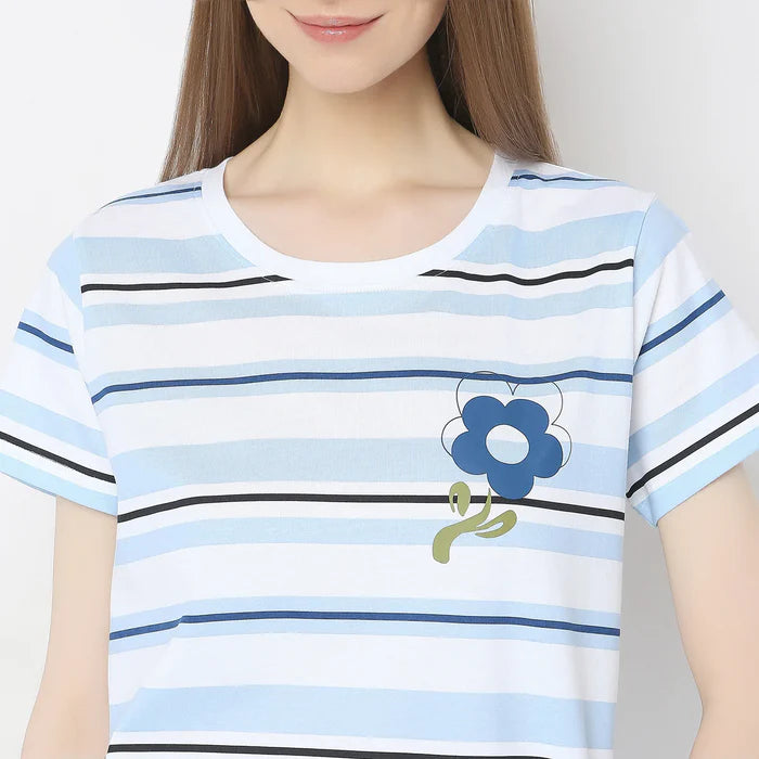 Blue Lily Printed Night Suit