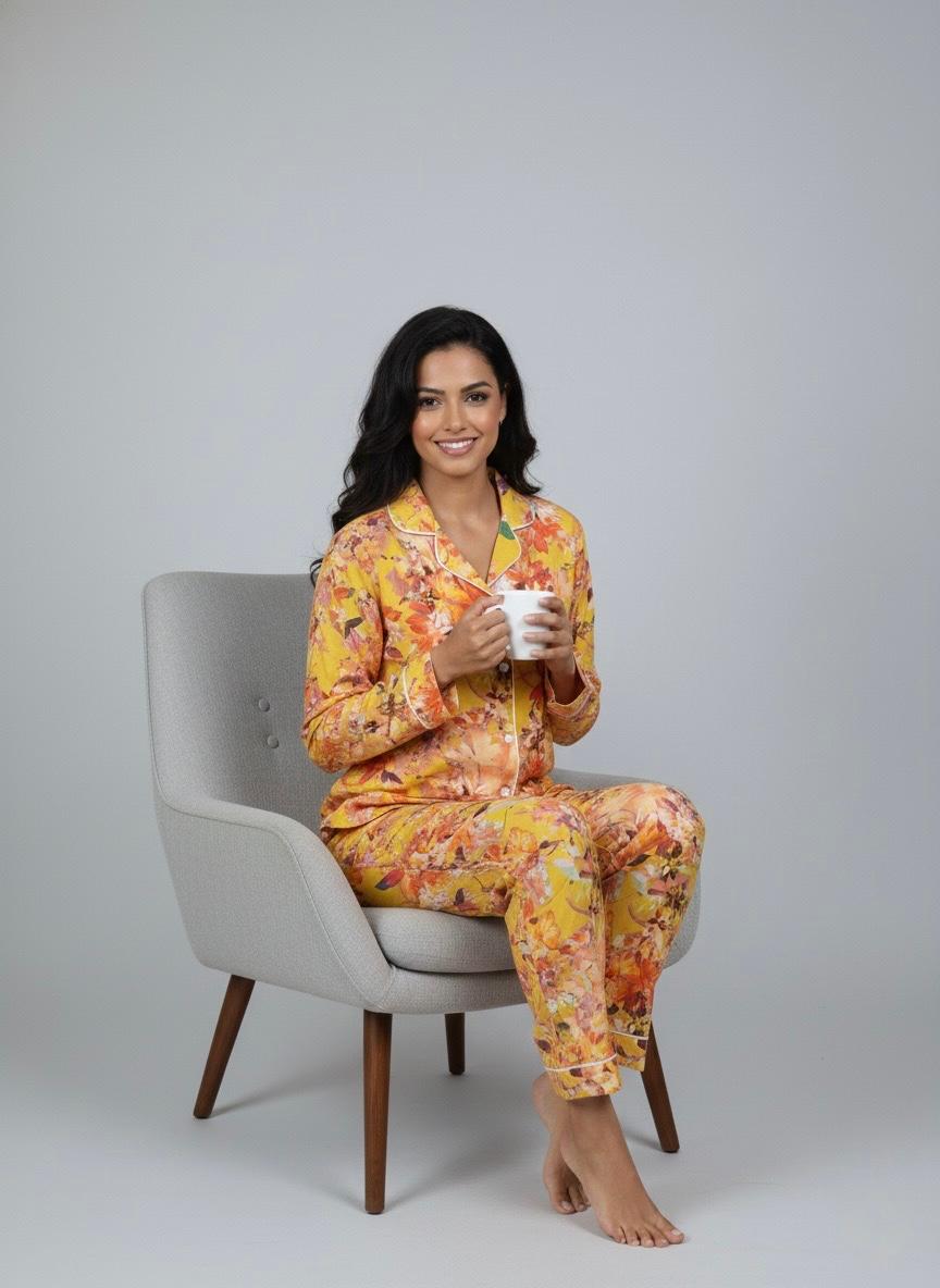 Orange Multi Print Boski Linen