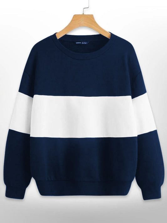 Navy Blue And White Block Sweatshirt