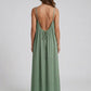 STUNNING BACKLESS MAXI DRESS - LIGHT GREEN